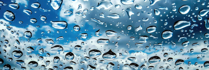 Banner rain from heaven. Thunderclouds and drops. Abstract banner