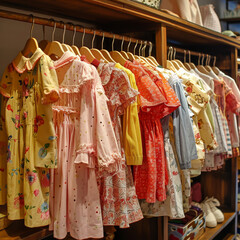 Colorful Children's Clothes on Store Display

