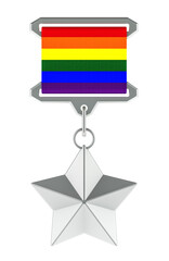Obraz premium LGBT Medal with silver star, 3D rendering isolated on transparent background