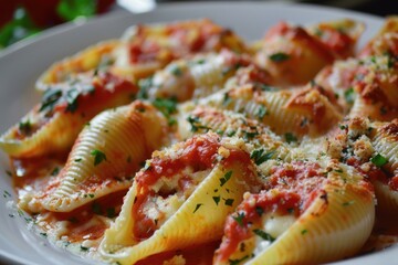Three Cheese Stuffed Shells With Zesty Marinara Sauce - Delicious Pasta Dish Filled with Ricotta