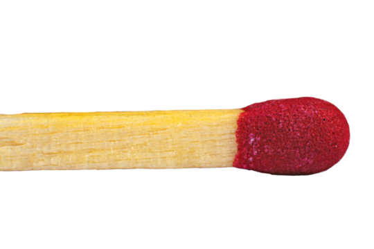 Isolated single match with a transparent background. 