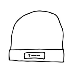 Winter cap doodle Hand drawn winter accessories Single design element for card, print, design, decor