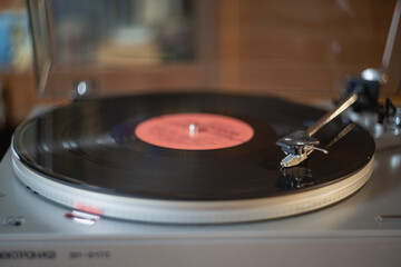 Retro photo of a vinyl record player