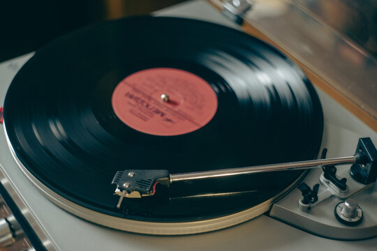 Retro photo of a vinyl record player