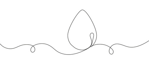 Water drop vector illustration in continuous line drawing. Blood drop line style,