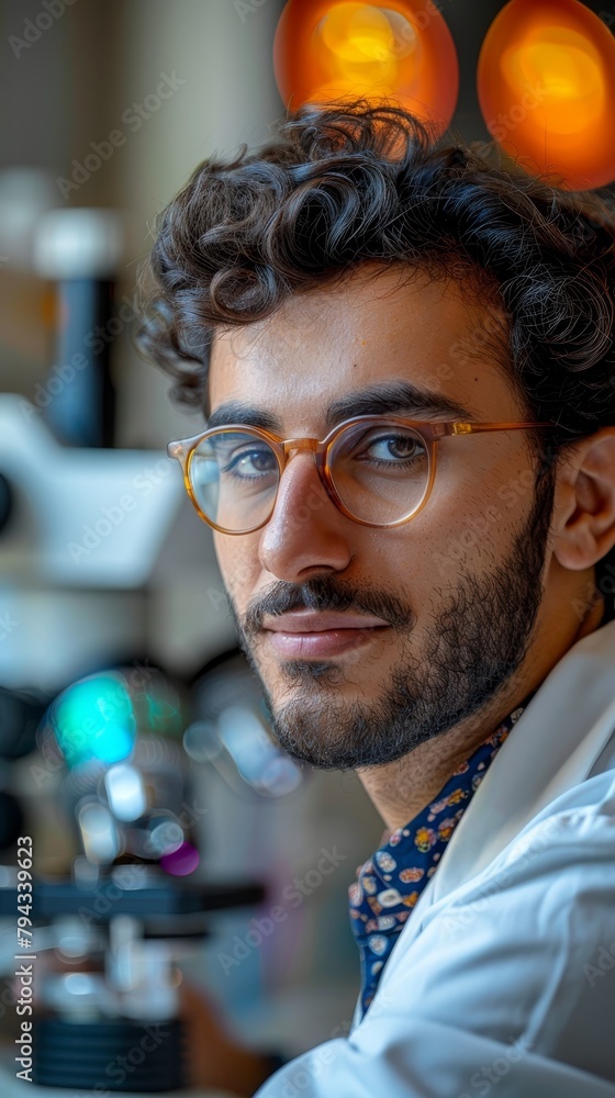 Aufkleber a middle eastern male scientist in a neuroscience lab conducts brain mapping using sophisticated equ