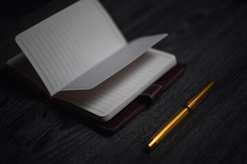 Subject shooting - Notepad and gold pen