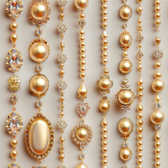 Seamless pattern of golden jewelry
