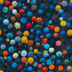 Seamless pattern of colorful umbrellas 