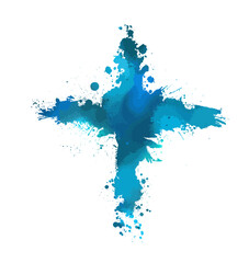 Hand drawn christian blue cross signs. Brush painted icons. hand drawing. Not AI. Vector illustration