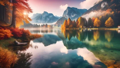 Kussenhoes Beautiful autumn scene of Hintersee lake. Colorful morning view of Bavarian Alps on the Austrian border, Germany, Europe. Beauty of nature concept background.  © Awais05