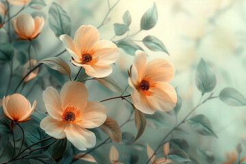 Fototapeta na wymiar Beautiful flowers on a blurred background, toned image