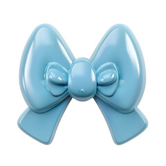 Isolated Glossy Blue Bow on a Transparent Background