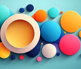 abstract background with various color circles on off blue background