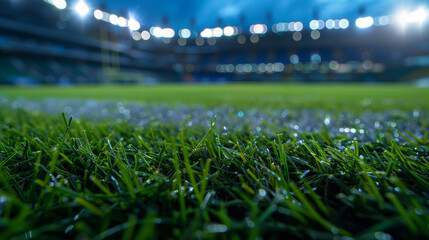 Fototapeta premium A soccer field with a bright green grass