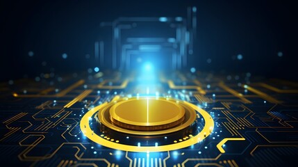 yellow and blue Abstract technology background circles digital hi-tech technology design background. concept innovation. vector illustration