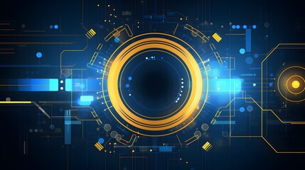Fototapeta premium yellow and blue Abstract technology background circles digital hi-tech technology design background. concept innovation. vector illustration
