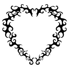 Decorative heart shaped frame. Retro Neo tribal baroque ornament. Vector design element