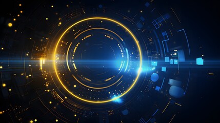 Obraz premium yellow and blue Abstract technology background circles digital hi-tech technology design background. concept innovation. vector illustration