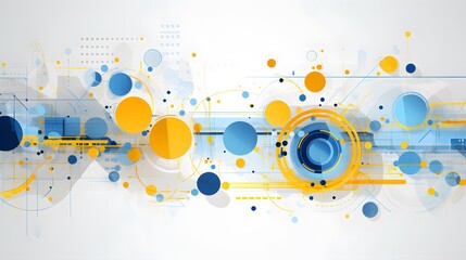 Fototapeta premium yellow and blue Abstract technology background circles digital hi-tech technology design background. concept innovation. vector illustration