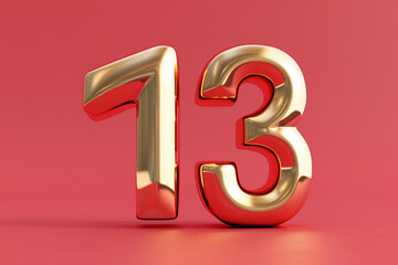 Number 13 in 3d style - obrazy, fototapety, plakaty