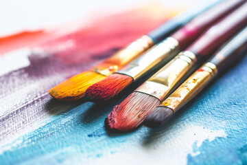 brushes and paints in a raw, artist tools, painting as a hobby and recreation, creativity