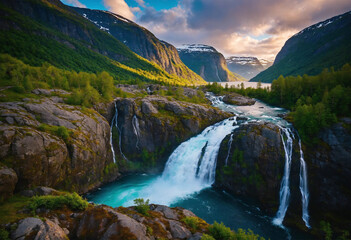 waterfall in the mountains