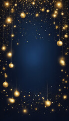 Fototapeta na wymiar Abstract background with festive golden balls and lights on a dark background.