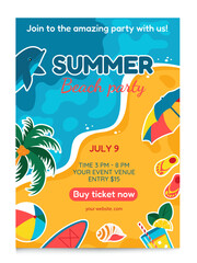 Poster, invitation to a beach summer party