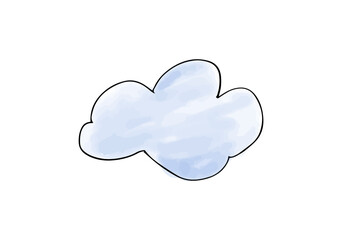 Cloud watercolor doodle element. Vector illustration.