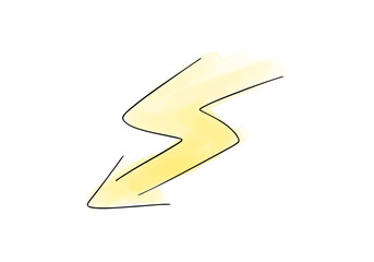 Lightning watercolor doodle element. Vector illustration.