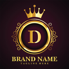 LetterD golden crown logo vector illustration.