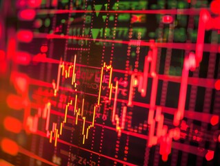 Detailed view of a stock market crash chart on a monitor, evoking the risk and tension in financial markets
