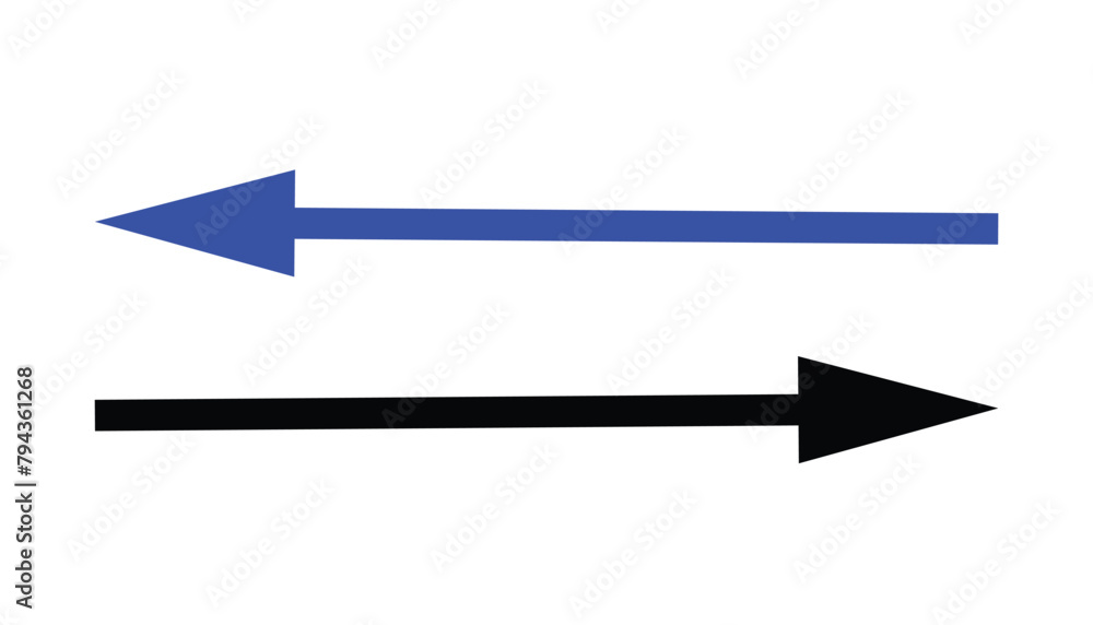 Poster straight long arrow, left thin line, black cursor, horizontal element, thick pointer vector icon iso