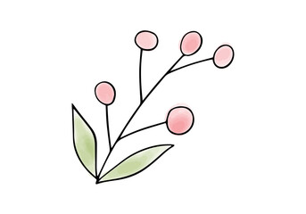 Flower watercolor doodle element. Vector illustration.