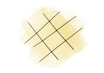 Watercolor doodle element. Grid with colored squares. Vector illustration.
