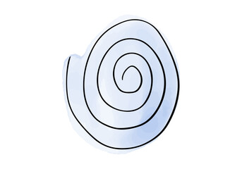 Watercolor doodle element. Colored spiral. Vector illustration.