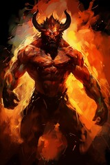  Illustration of an Ifrit on a Black Background