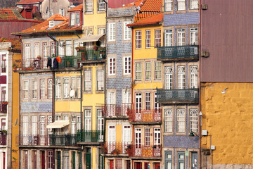 The famous colorful riverside buildings in Porto