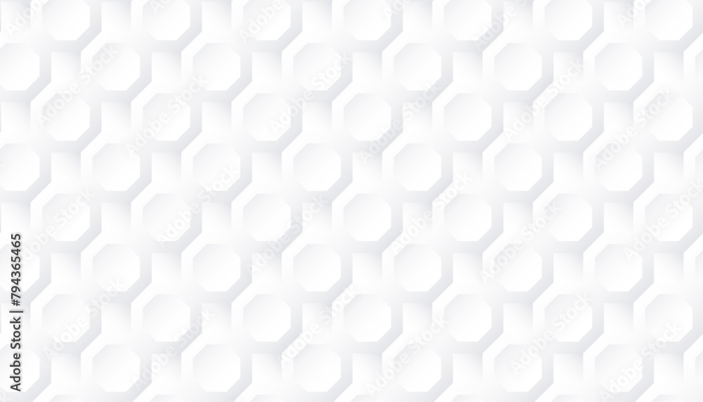 Poster abstract white background geometric seamless pattern. embossed hexagon, honeycomb, polygonal vector 