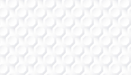 Abstract white background geometric seamless pattern. Embossed Hexagon, honeycomb, polygonal vector monochrome texture. 