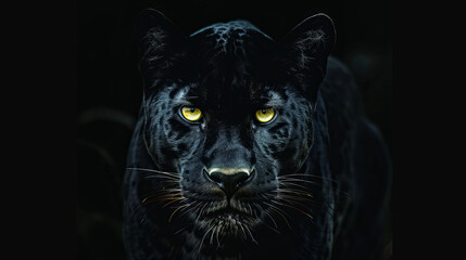 Black panther on a black background. A symbol of luxury and elitism, strength and beauty.