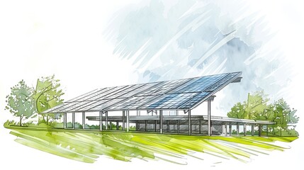 Solar panel, photovoltaic, alternative electricity source - selective focus, copy space. AI generated illustration