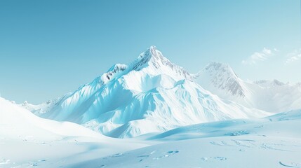 Snow covered mountain under clear blue sky - Powered by Adobe