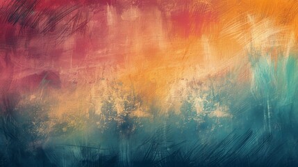abstract textured background with a brushstroke pattern in orange and teal gradient.