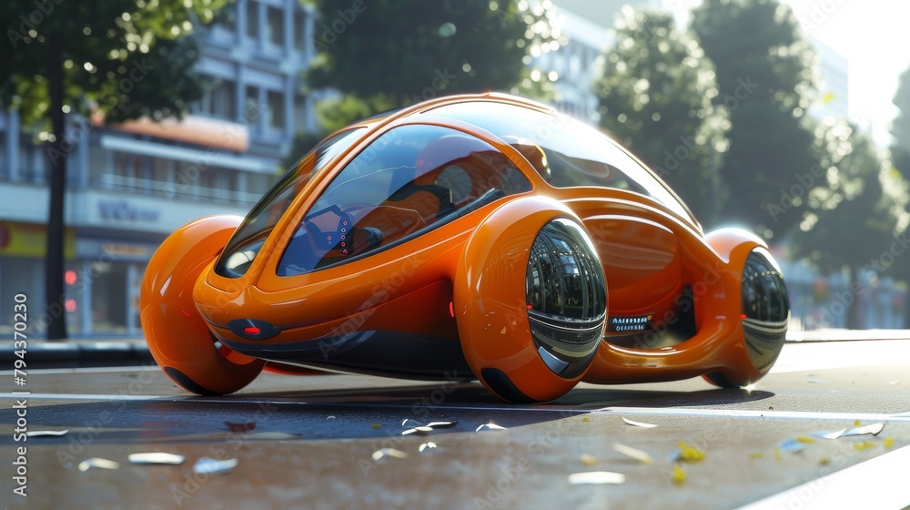 Poster a whimsical 3d rendering of a futuristic hover car ai generated illustration