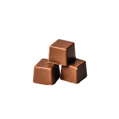 Chocolate cubes standing alone against a transparent background