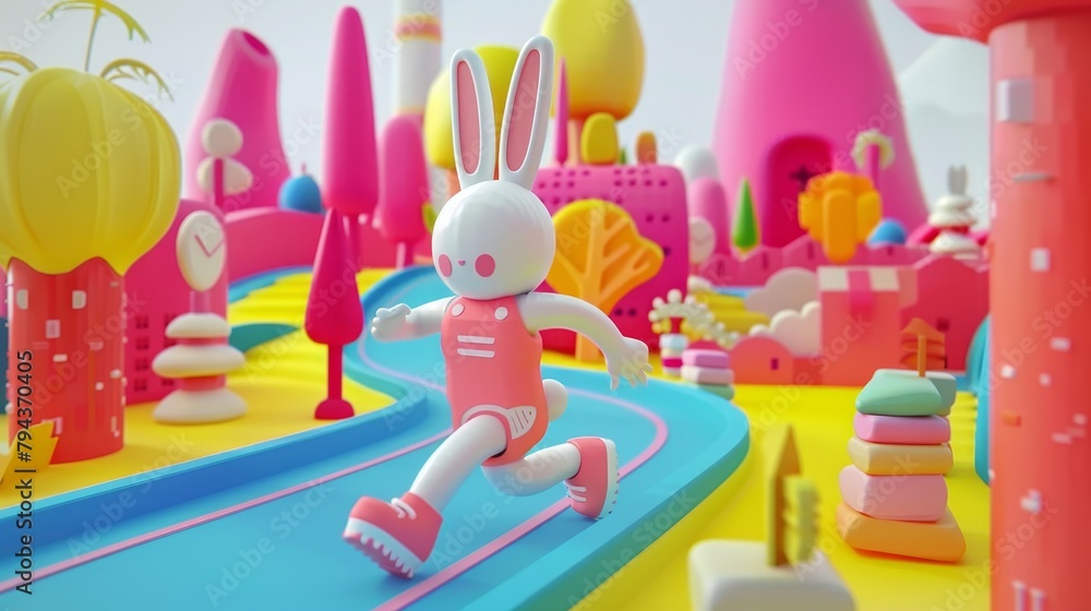 Poster a whimsical and colorful 3d animation encouraging regular physical activity ai generated illustratio