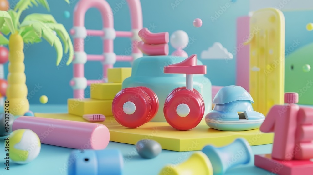 Poster a whimsical and colorful 3d animation encouraging regular physical activity ai generated illustratio