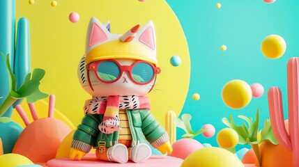 A whimsical and colorful 3D model of a charming persona   AI generated illustration